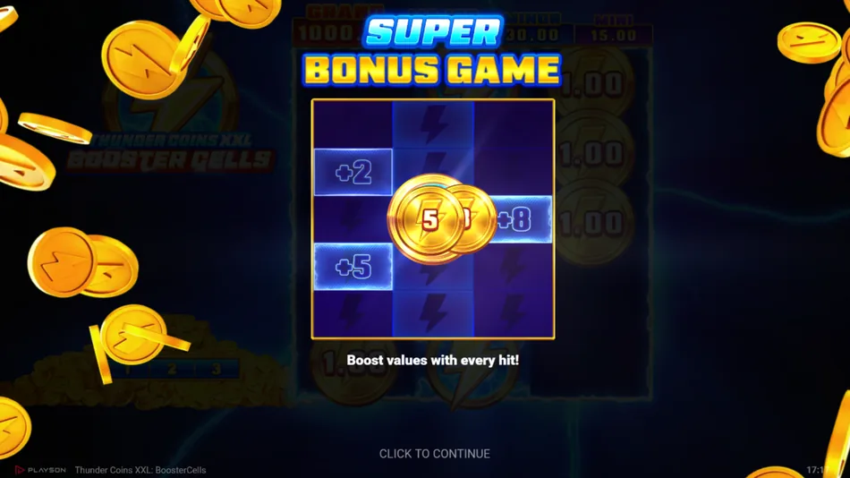 Transition screen from the base game into the Bonus Game