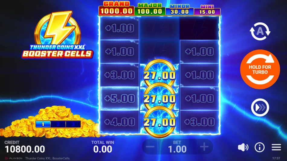 Grand Jackpot award screen showing the tier name and payout amount